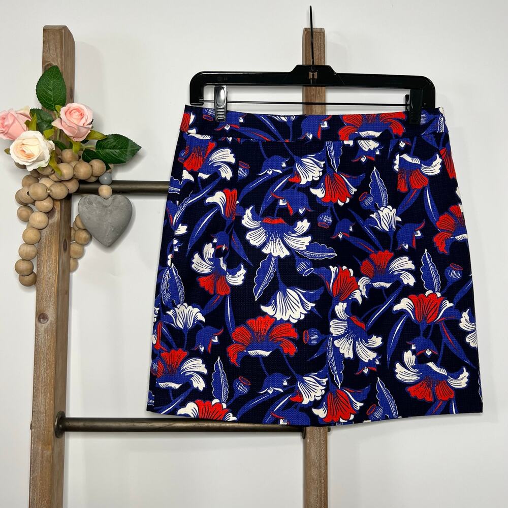 J Crew Textured Blue Red Navy Mini Skirt Size 2‎